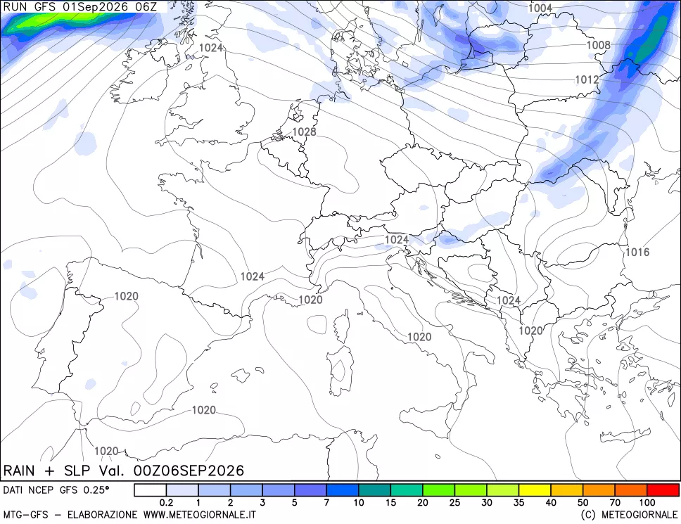 mappa Precipitazioni e pressione SLM