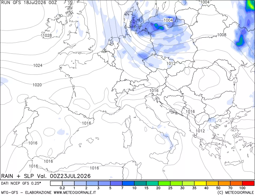 mappa Precipitazioni e pressione SLM