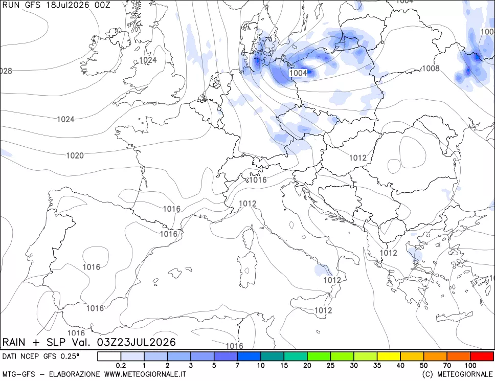 mappa Precipitazioni e pressione SLM