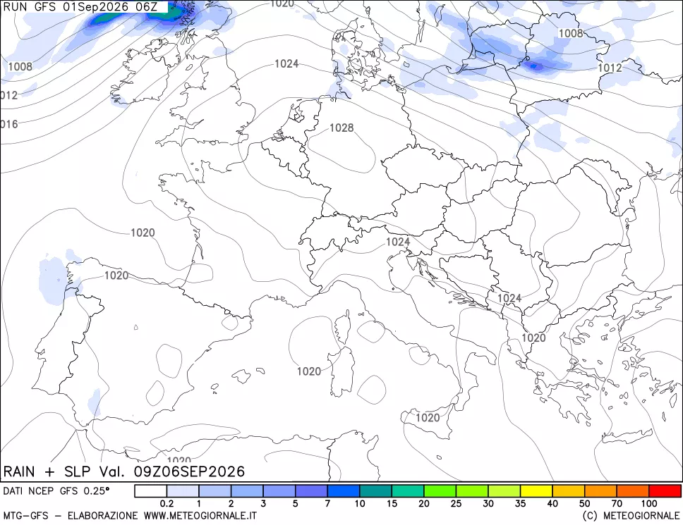 mappa Precipitazioni e pressione SLM
