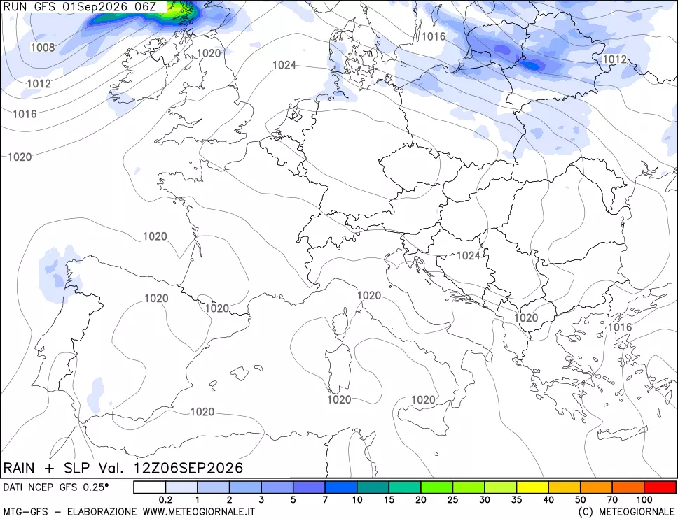 mappa Precipitazioni e pressione SLM