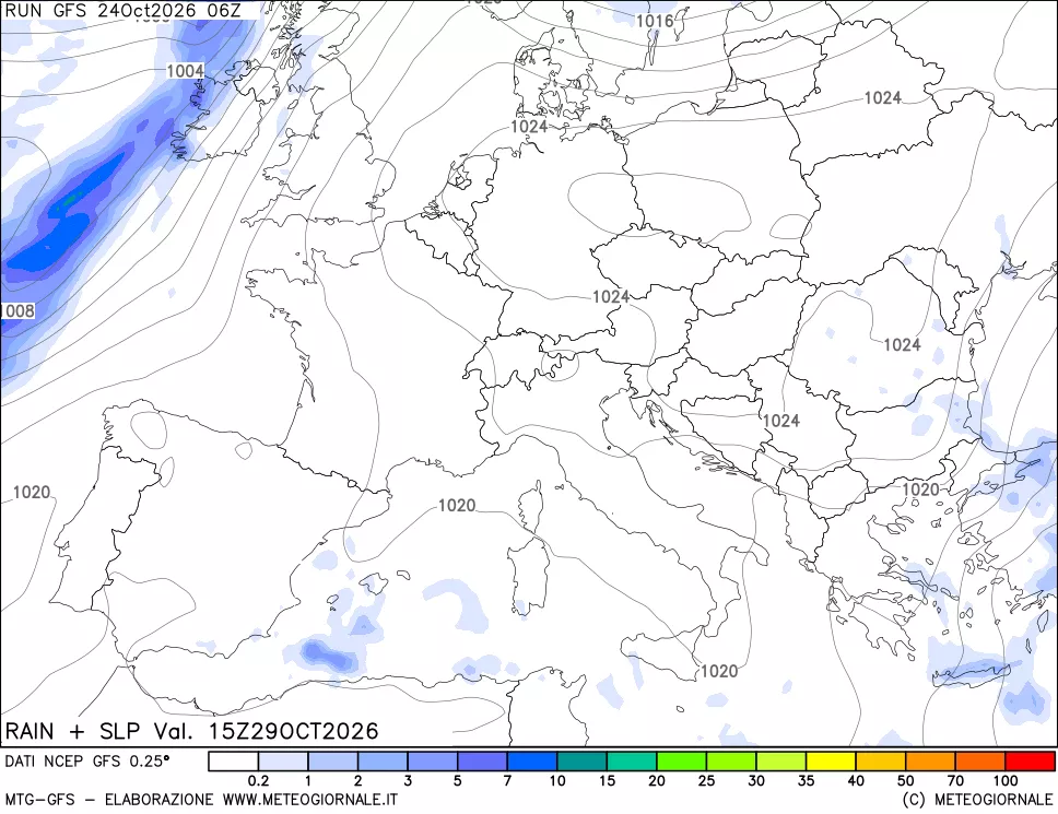 mappa Precipitazioni e pressione SLM