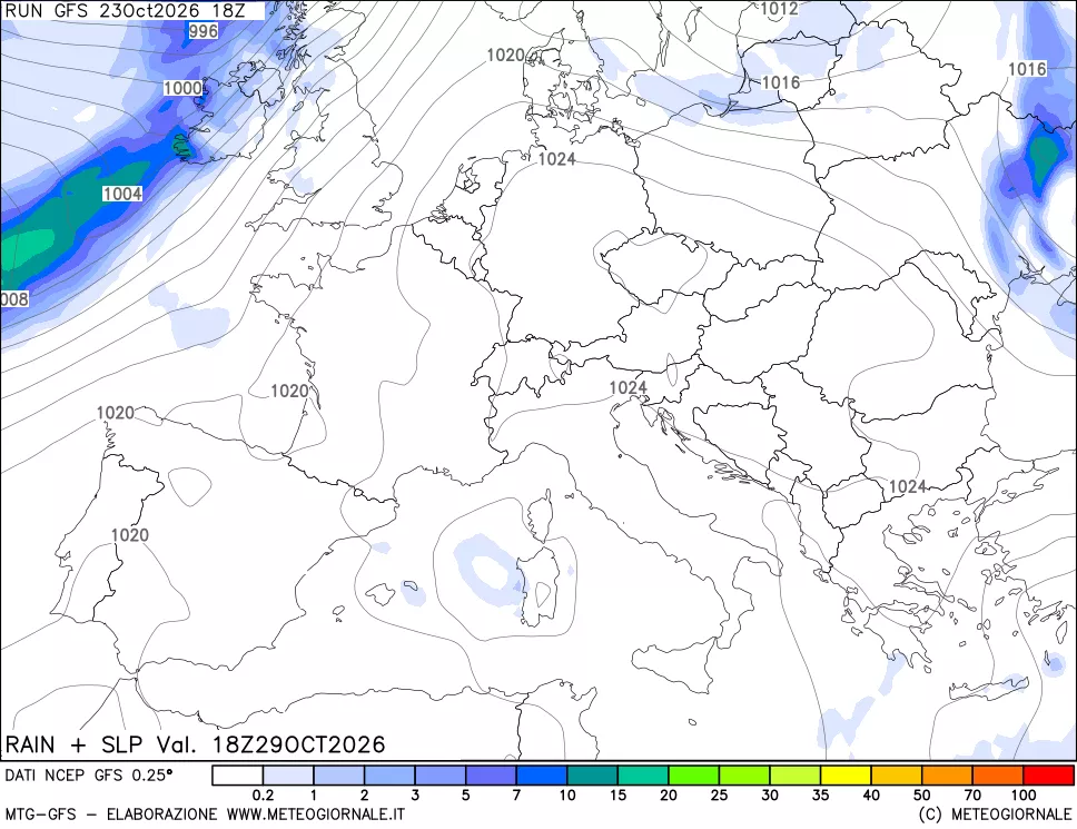 mappa Precipitazioni e pressione SLM