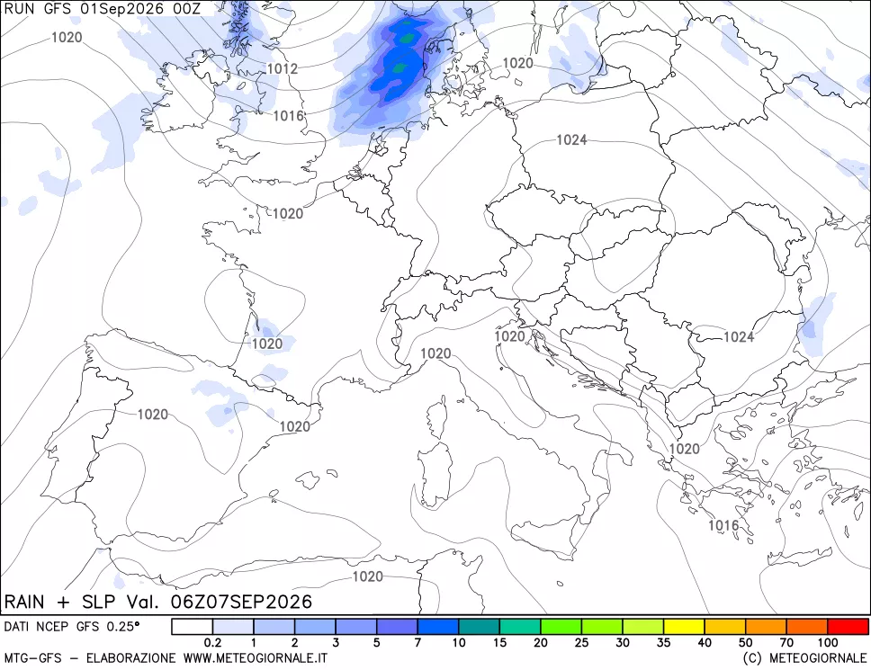 mappa Precipitazioni e pressione SLM