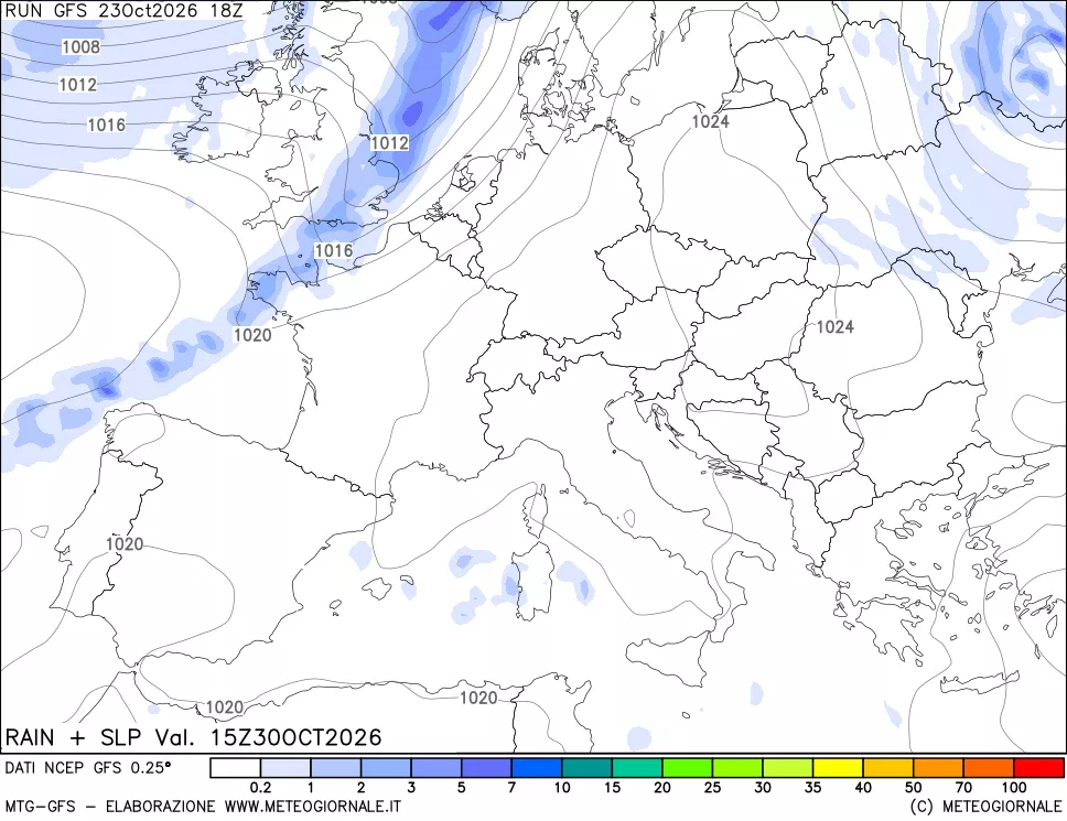 mappa Precipitazioni e pressione SLM