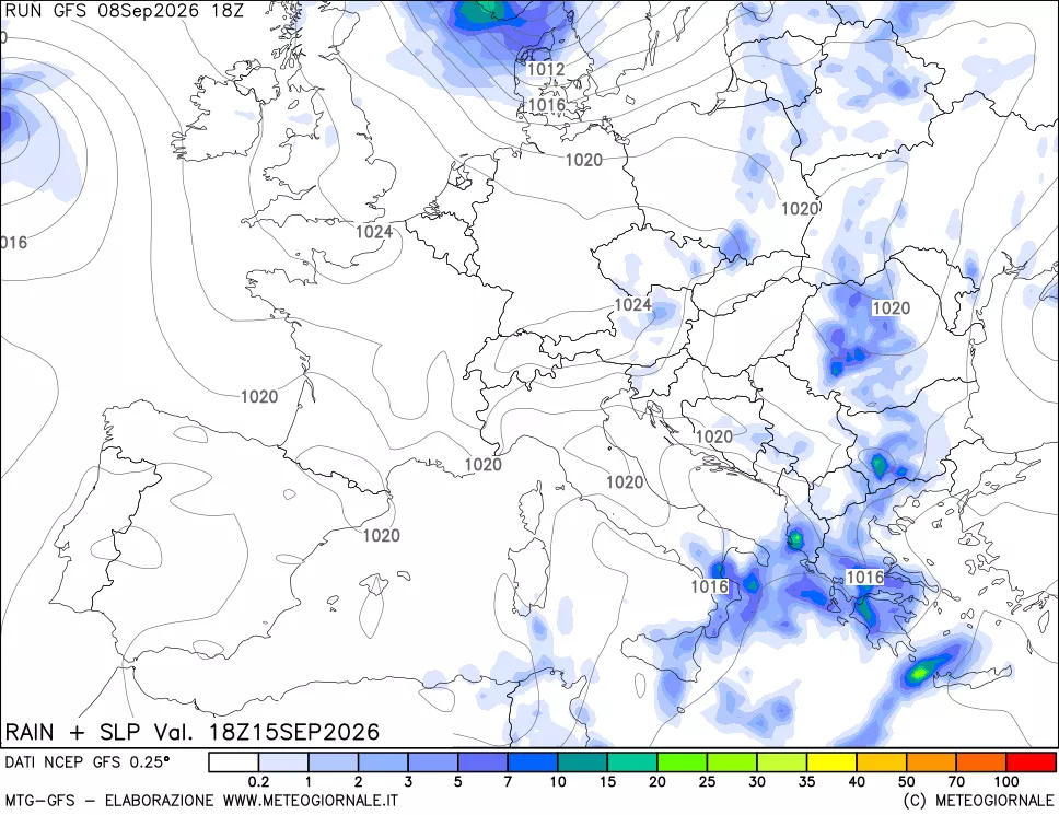 mappa Precipitazioni e pressione SLM