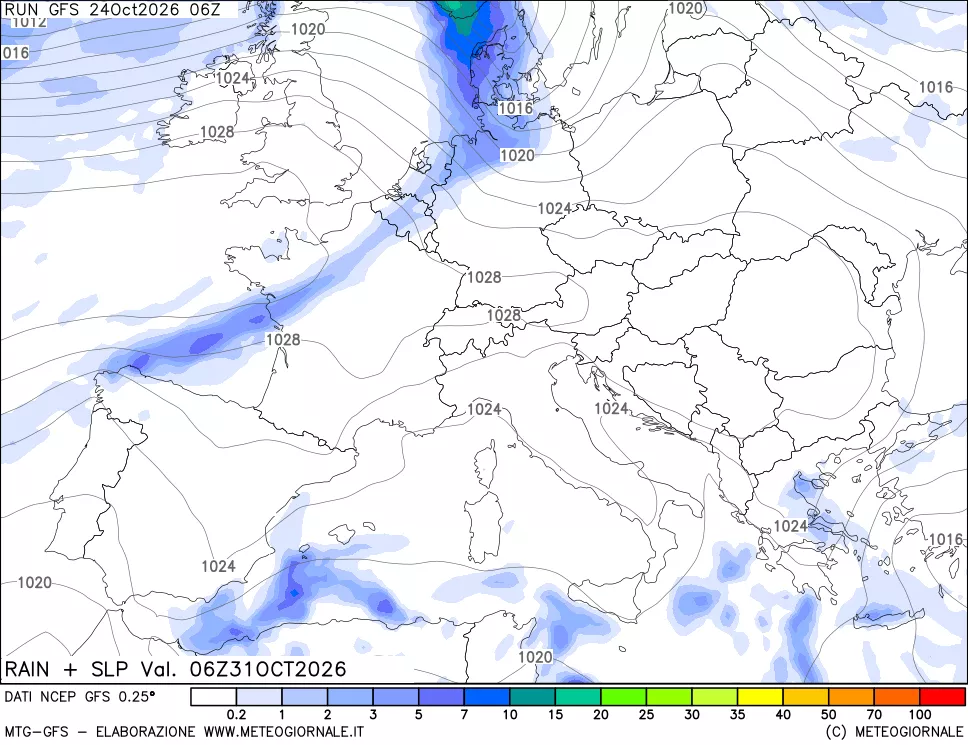 mappa Precipitazioni e pressione SLM
