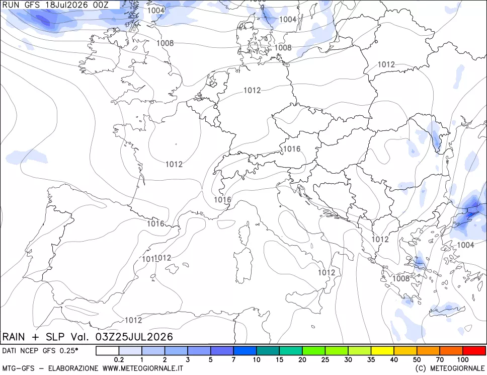 mappa Precipitazioni e pressione SLM