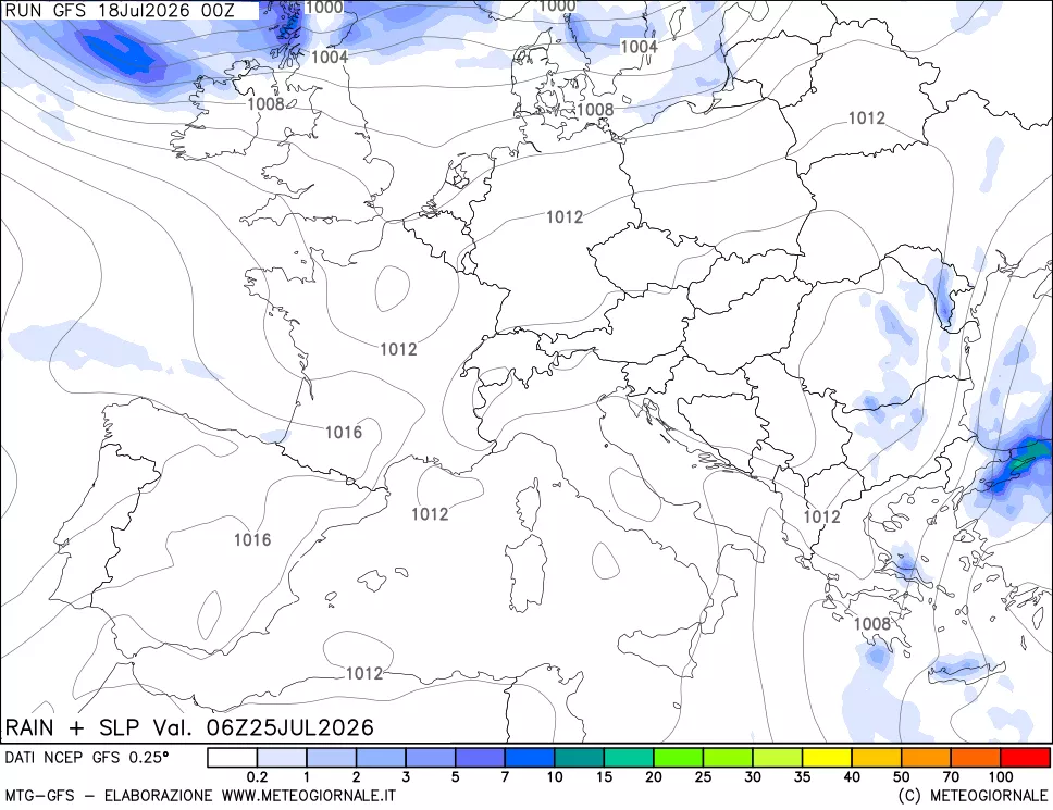 mappa Precipitazioni e pressione SLM