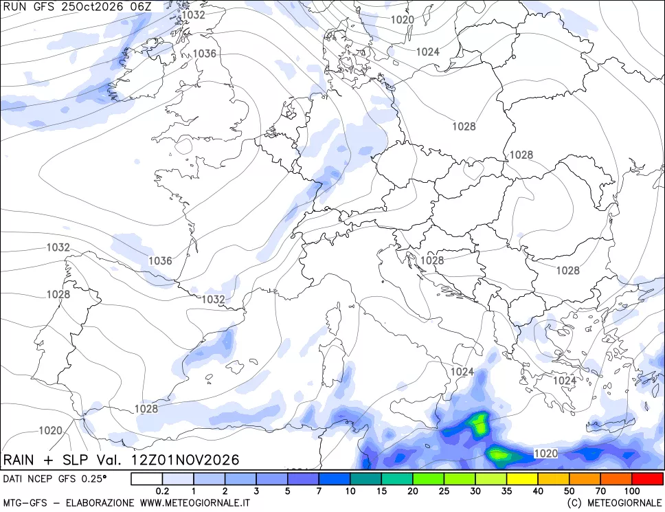 mappa Precipitazioni e pressione SLM