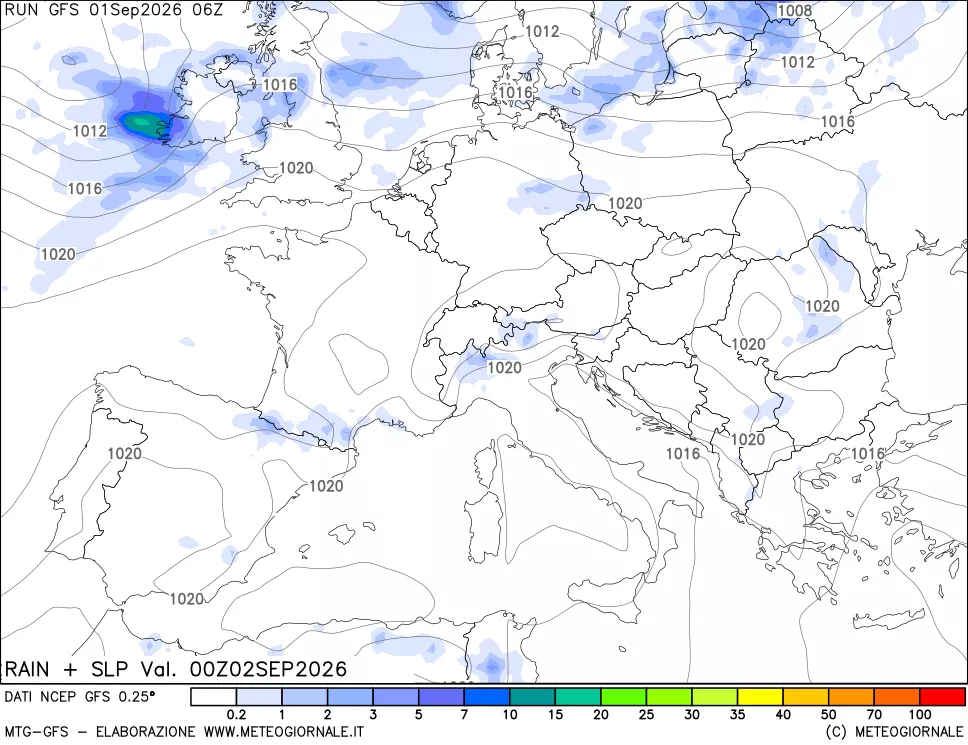 mappa Precipitazioni e pressione SLM