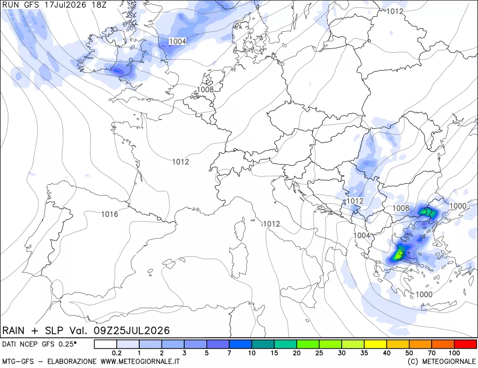 mappa Precipitazioni e pressione SLM
