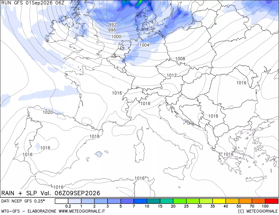 mappa Precipitazioni e pressione SLM