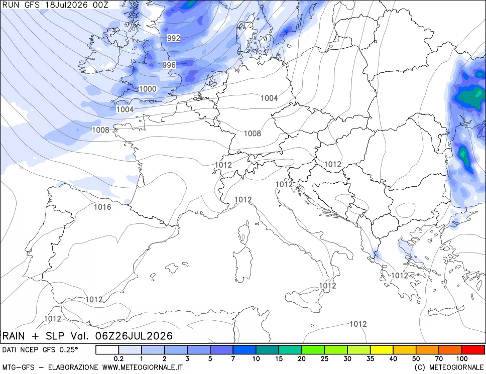 mappa Precipitazioni e pressione SLM