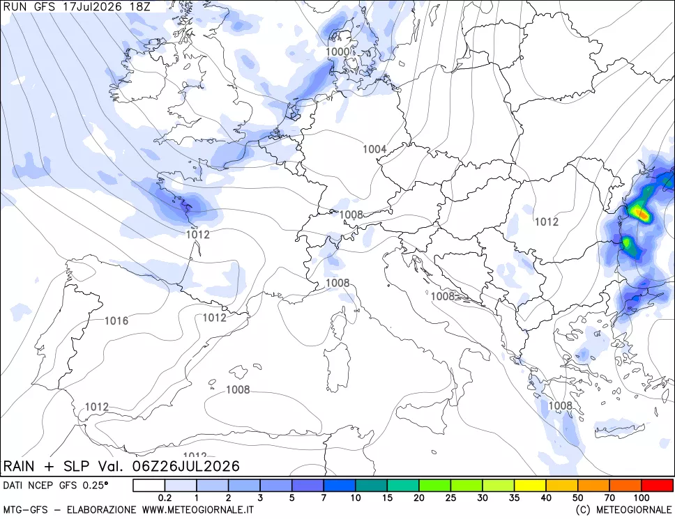 mappa Precipitazioni e pressione SLM