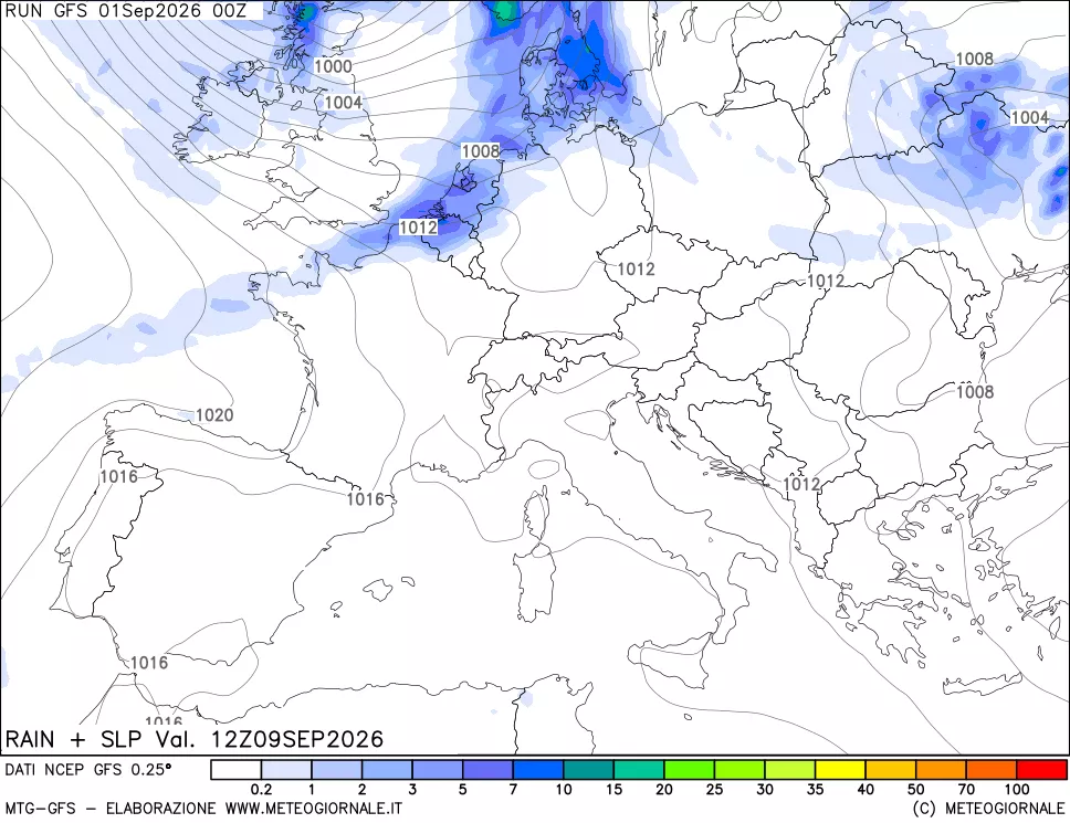 mappa Precipitazioni e pressione SLM