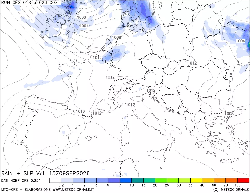 mappa Precipitazioni e pressione SLM