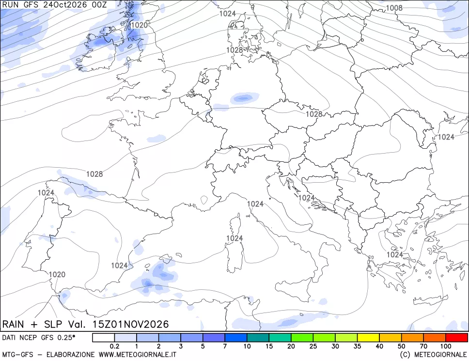mappa Precipitazioni e pressione SLM