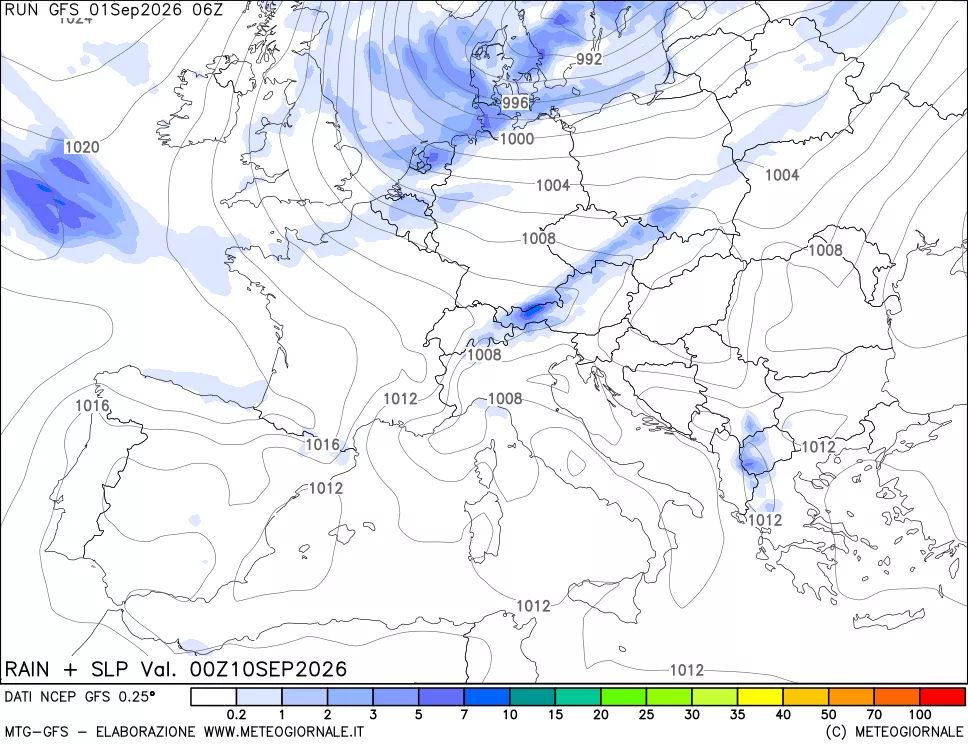 mappa Precipitazioni e pressione SLM