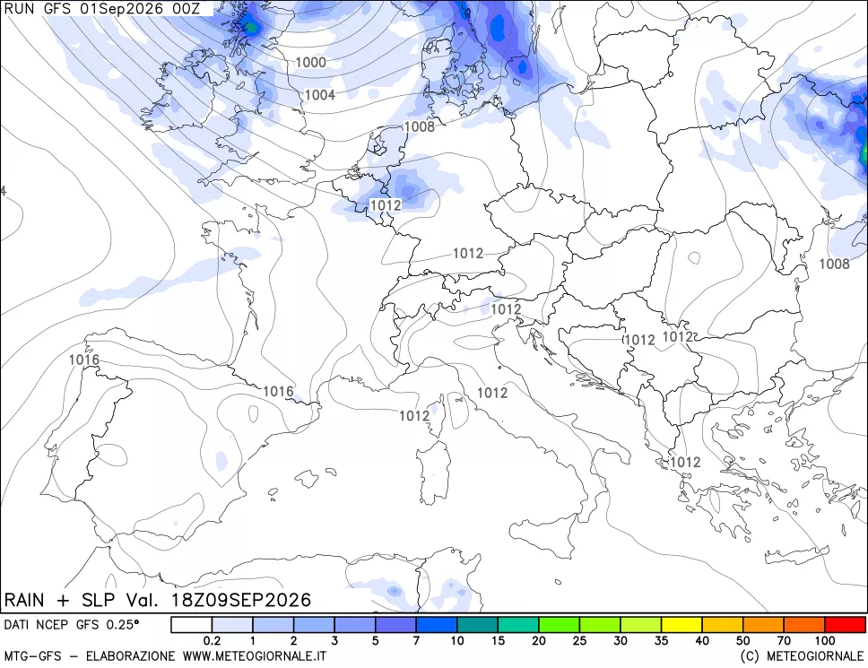 mappa Precipitazioni e pressione SLM