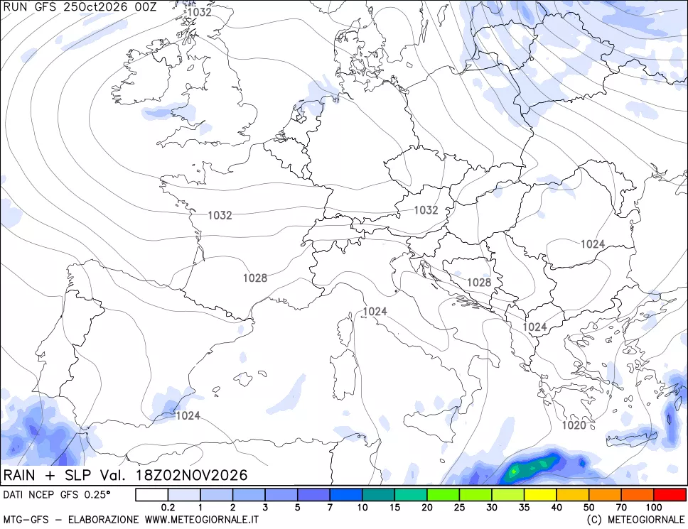 mappa Precipitazioni e pressione SLM