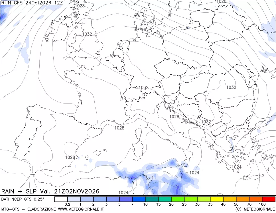 mappa Precipitazioni e pressione SLM