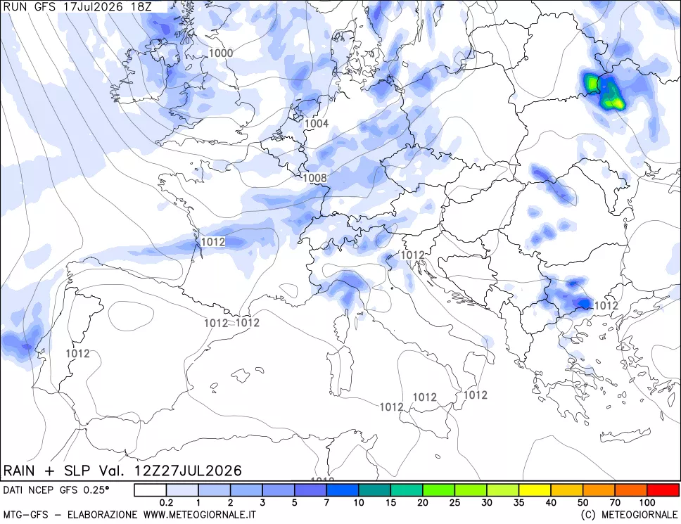 mappa Precipitazioni e pressione SLM