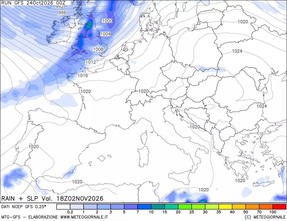 mappa Precipitazioni e pressione SLM