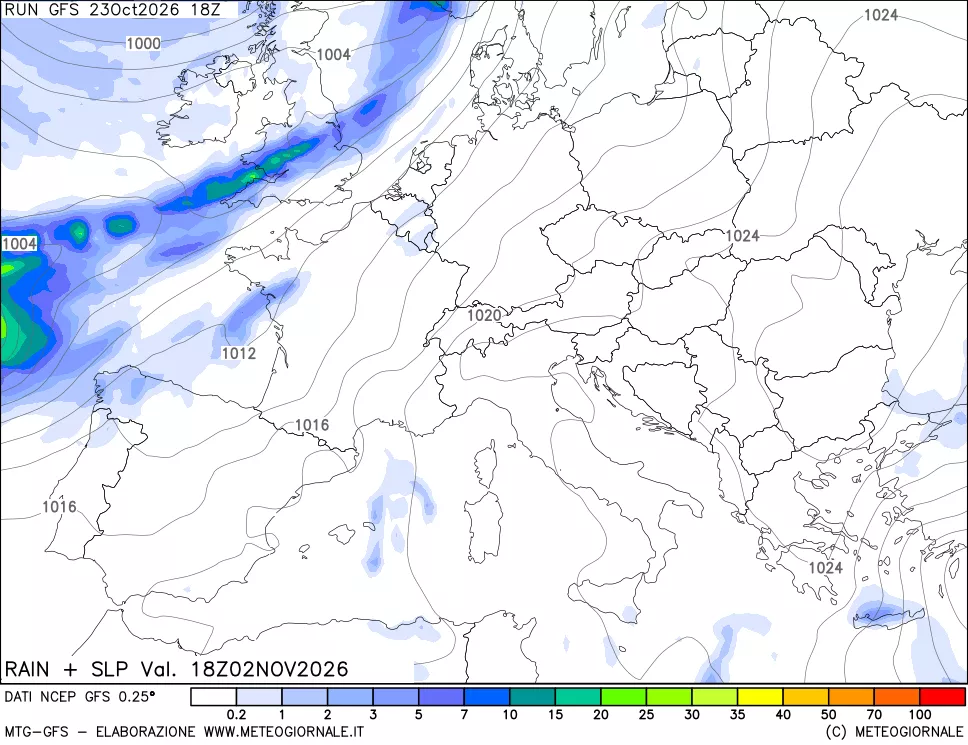 mappa Precipitazioni e pressione SLM