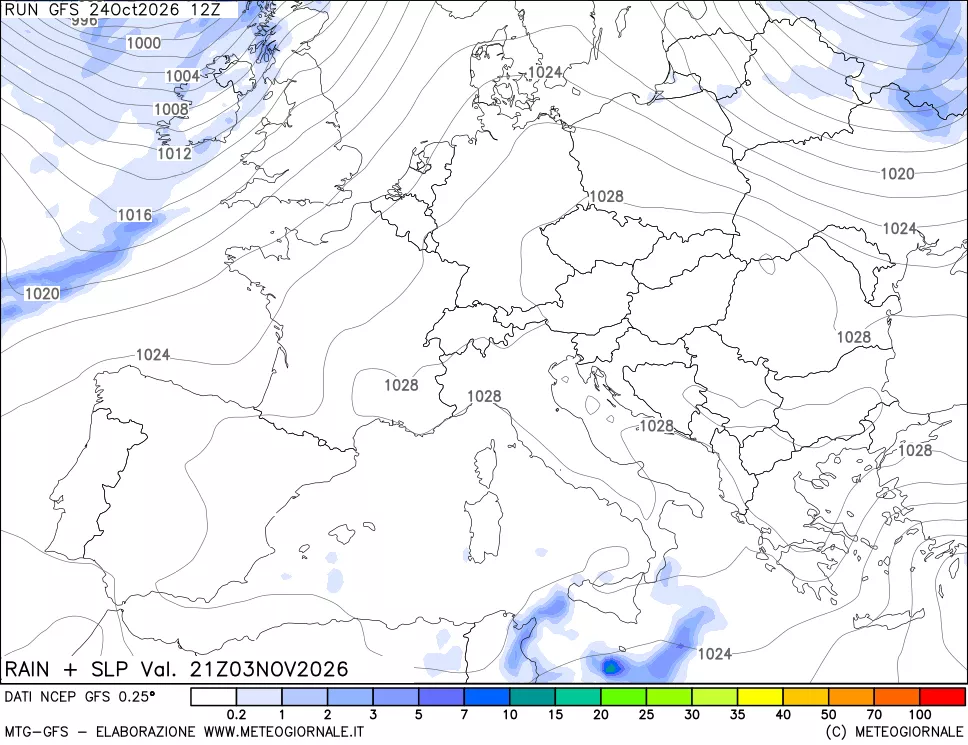 mappa Precipitazioni e pressione SLM