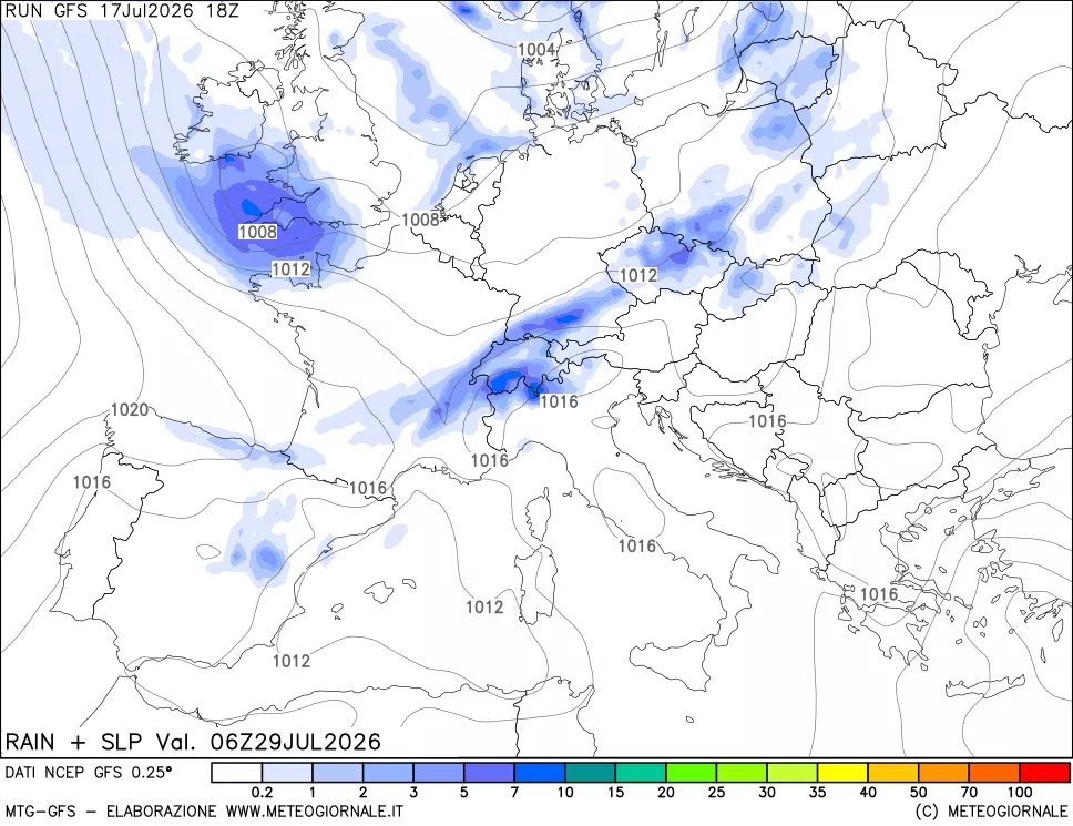 mappa Precipitazioni e pressione SLM