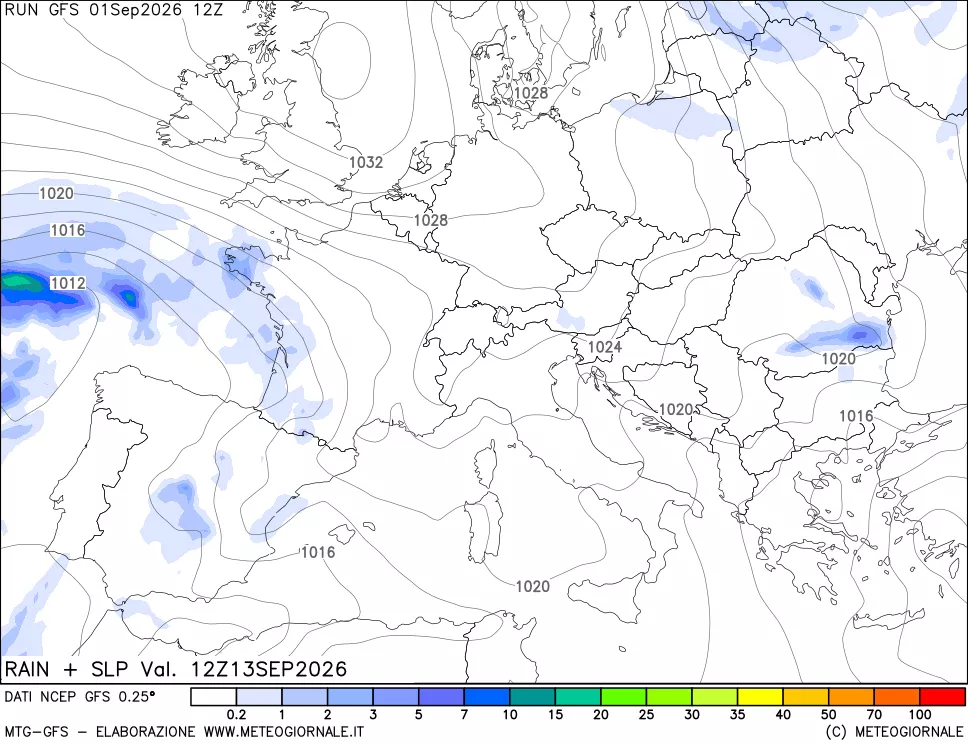 mappa Precipitazioni e pressione SLM