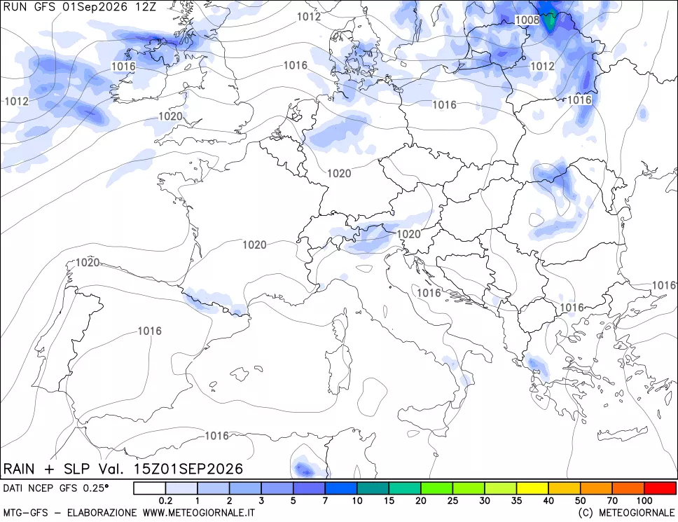 mappa Precipitazioni e pressione SLM
