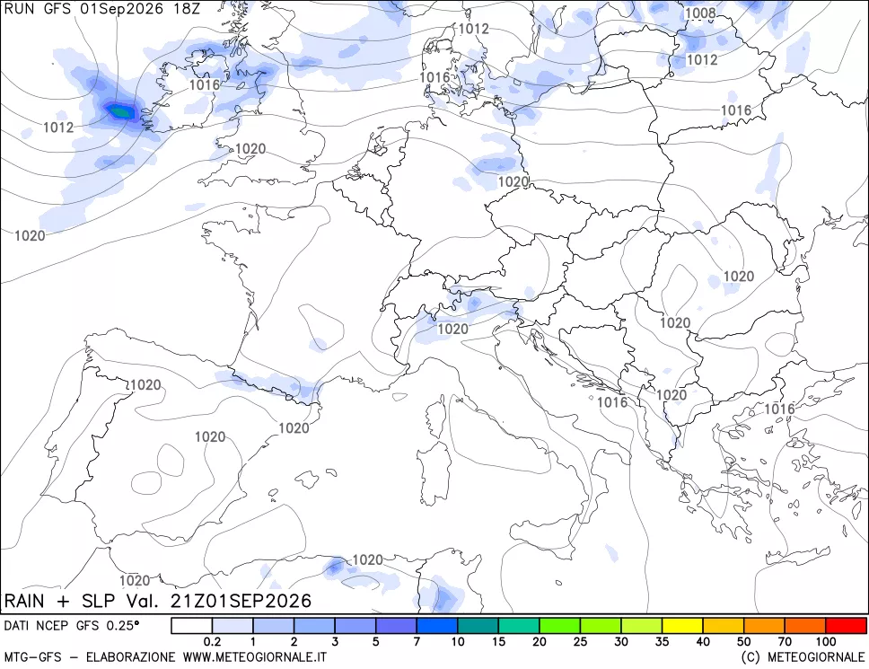 mappa Precipitazioni e pressione SLM