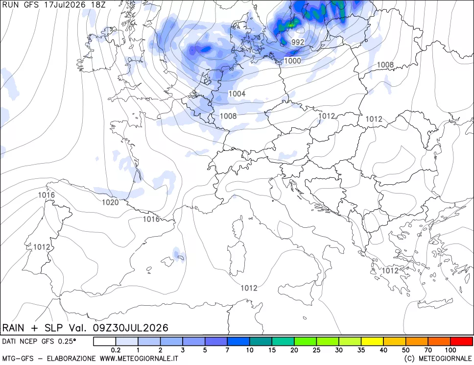 mappa Precipitazioni e pressione SLM