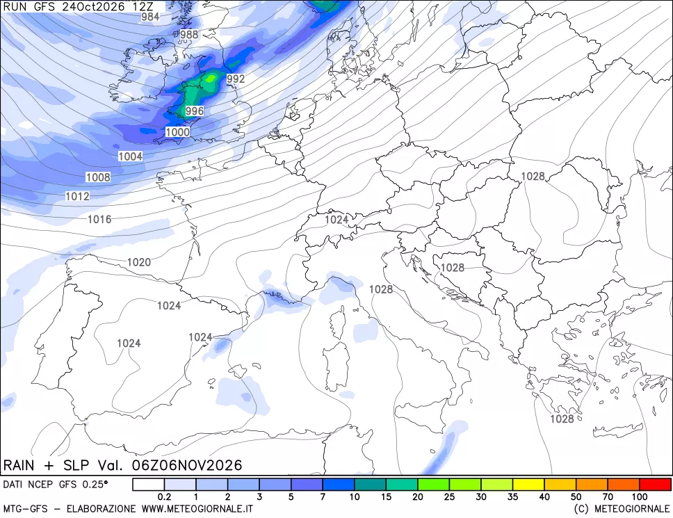 mappa Precipitazioni e pressione SLM
