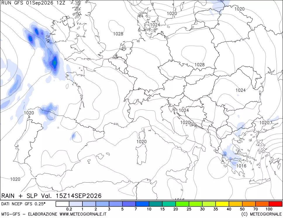 mappa Precipitazioni e pressione SLM