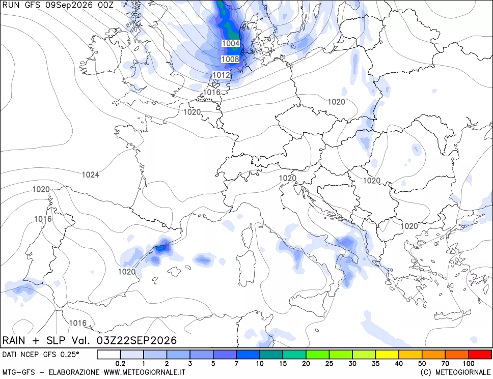 mappa Precipitazioni e pressione SLM