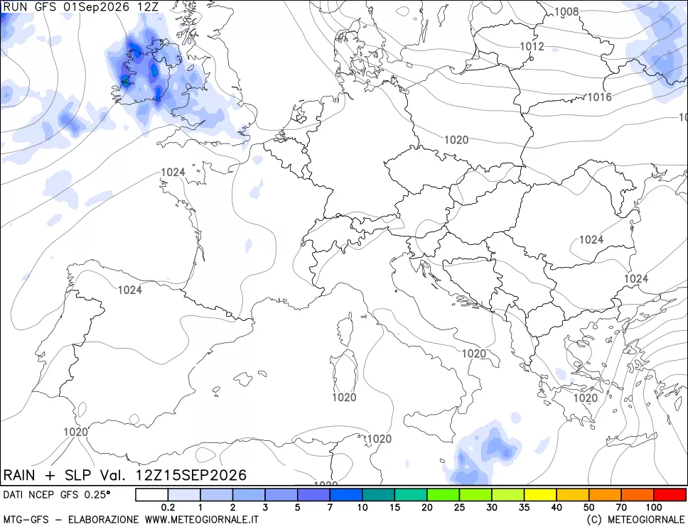 mappa Precipitazioni e pressione SLM