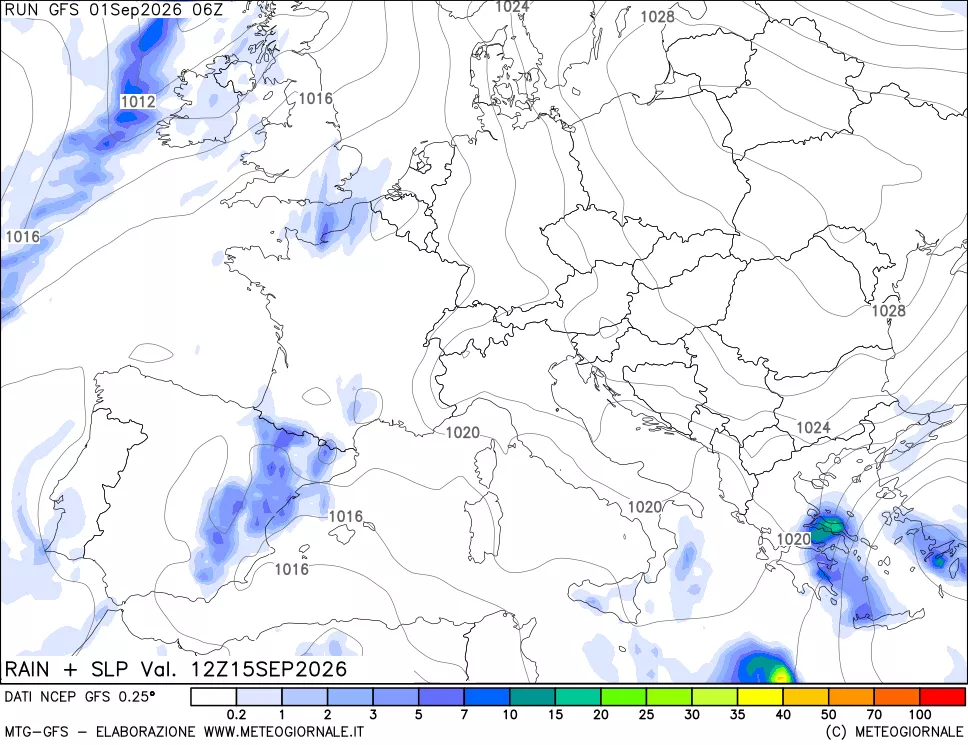 mappa Precipitazioni e pressione SLM