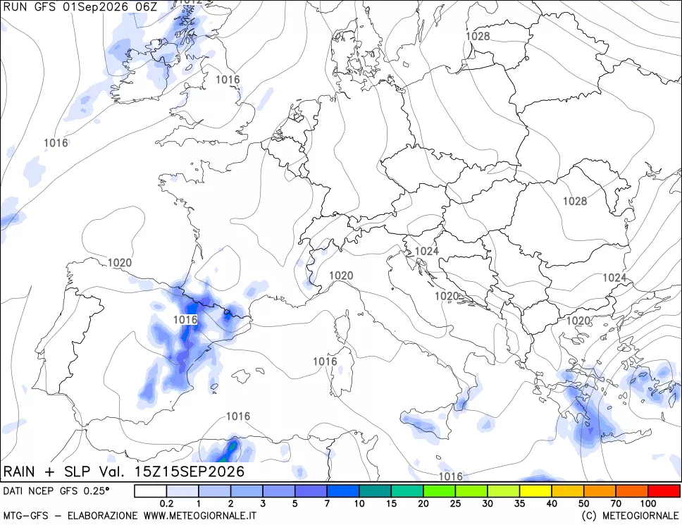 mappa Precipitazioni e pressione SLM