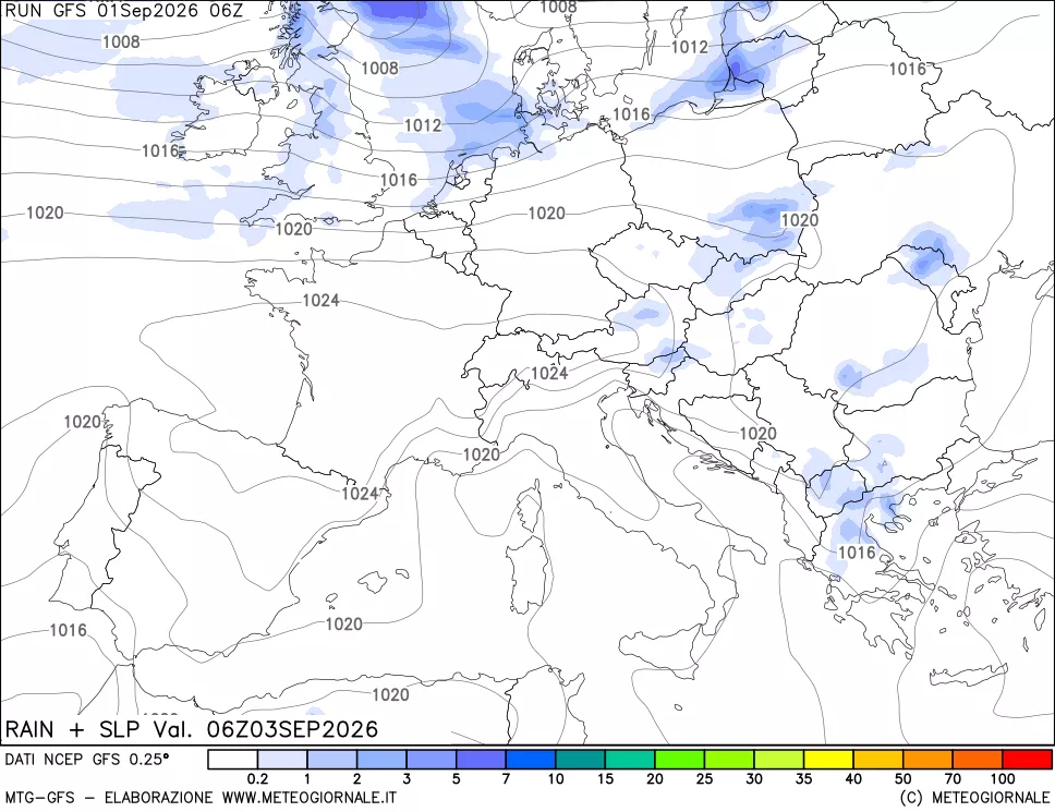 mappa Precipitazioni e pressione SLM