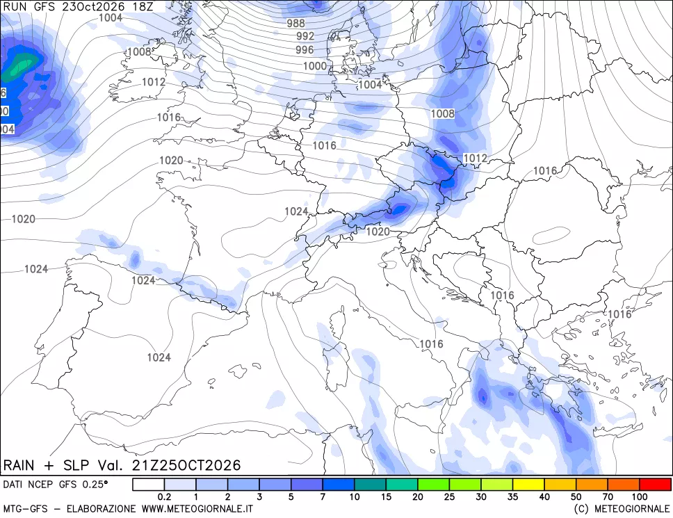 mappa Precipitazioni e pressione SLM