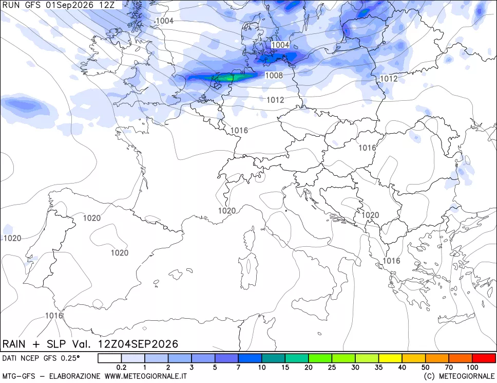 mappa Precipitazioni e pressione SLM