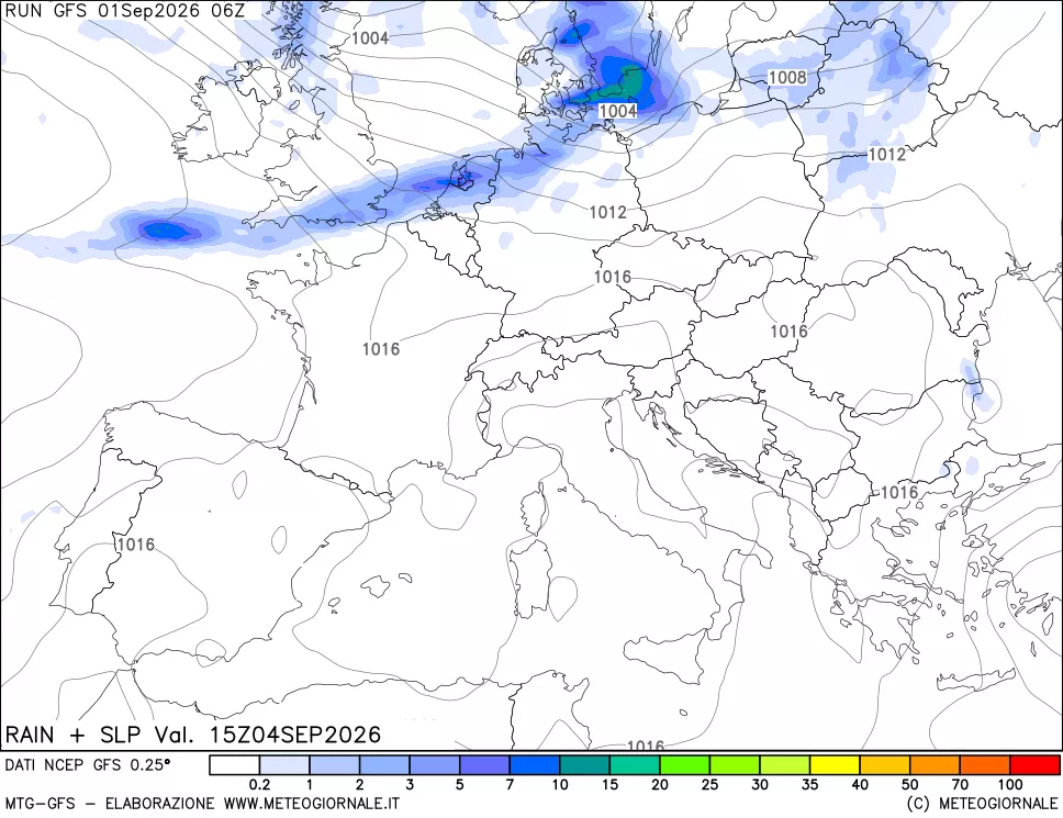 mappa Precipitazioni e pressione SLM