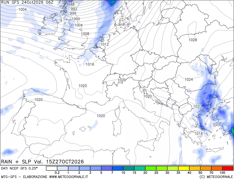 mappa Precipitazioni e pressione SLM