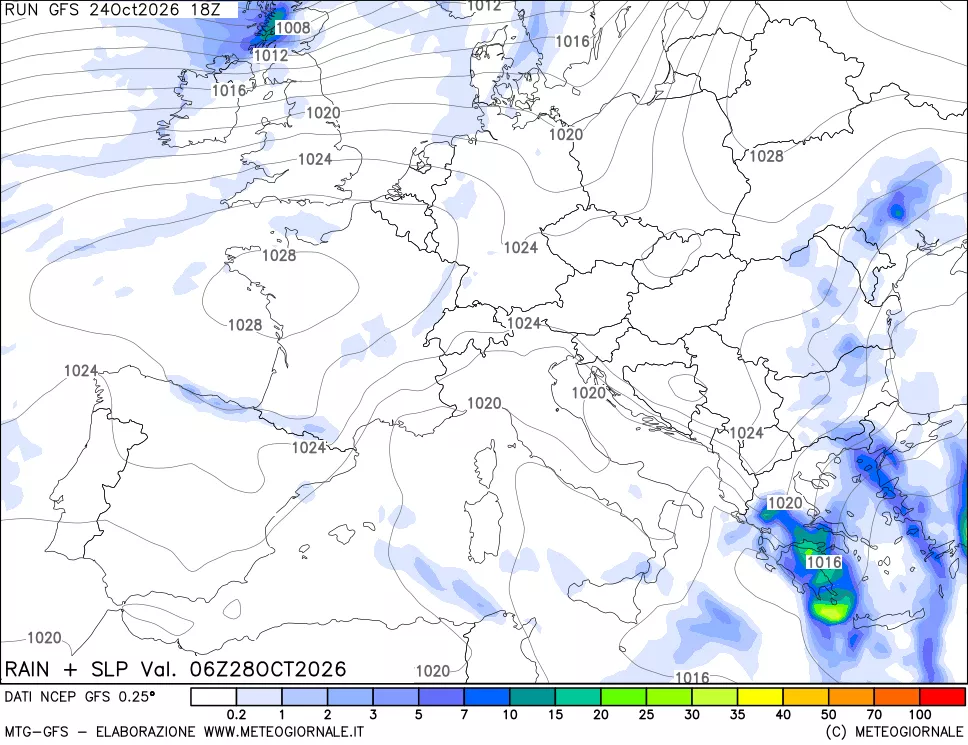 mappa Precipitazioni e pressione SLM