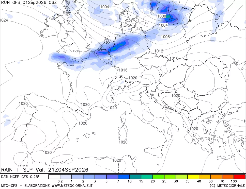 mappa Precipitazioni e pressione SLM