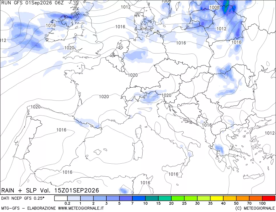 mappa Precipitazioni e pressione SLM