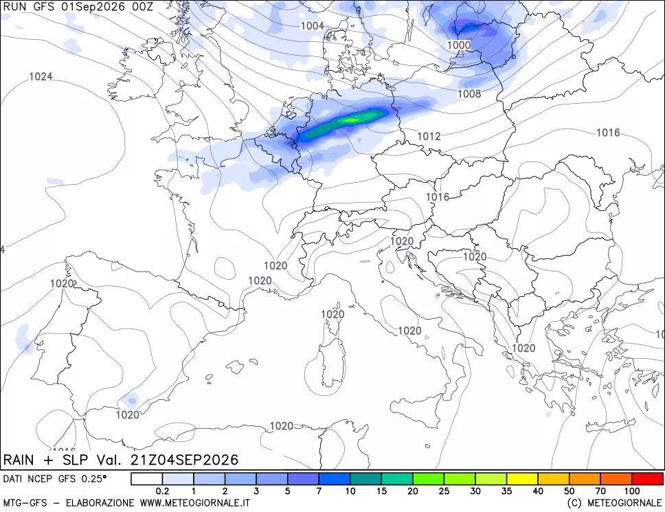 mappa Precipitazioni e pressione SLM